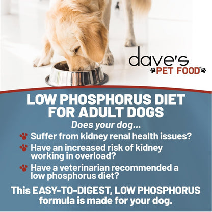 Dave's Pet Food Kidney Support for Dogs with Renal Support - Chicken Formula Crumble - Non - Prescription Low Phosphorus Restricted Diet Dog Food - Added Vitamins Minerals Taurine - Vet Formulated - 4 lb - dog food - 685038118981