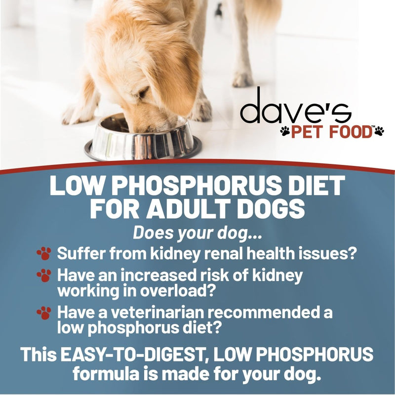 Dave's Pet Food Kidney Support for Dogs with Renal Support - Chicken Formula Crumble - Non - Prescription Low Phosphorus Restricted Diet Dog Food - Added Vitamins Minerals Taurine - Vet Formulated - 4 lb - dog food - 685038118981