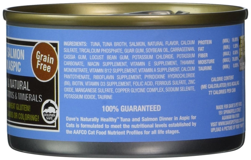 Dave'S Pet Food Tuna And Salmon Cat Food - Healthy & Natural - 3 Oz - cat food - 685038113351