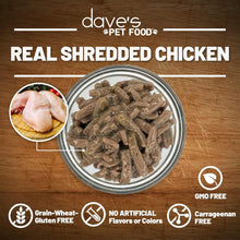 Dave’s shredded chicken & beef dinner in gravy canned cat food 3oz
