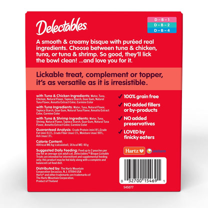 Delectables Bisque Lickable Wet Cat Treats - Chicken, Tuna & Shrimp, 12 Count