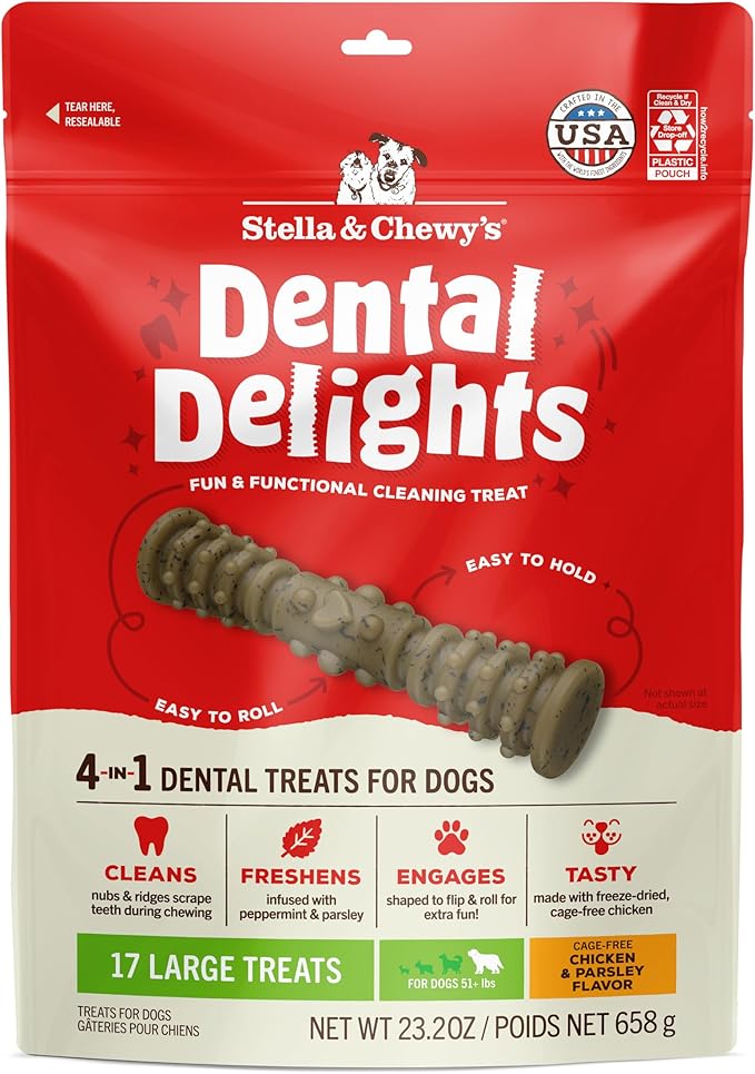Dental delight Stella and Chewy’s 4 in 1 dental treats for dogs 17 large treats
