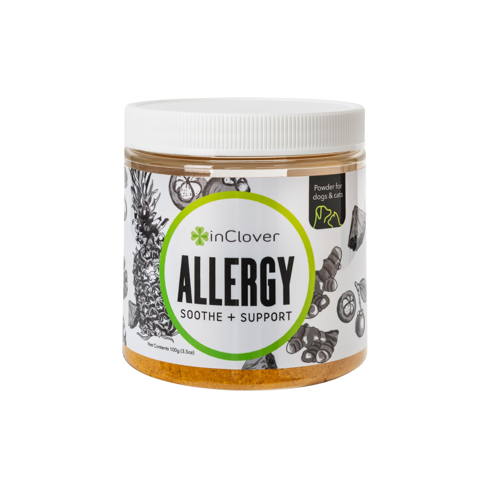 Dog Allergy Relief Supplement By Inclover, Bioresiliant Treat Powder Supplement For Dogs With Seasonal Allergies, Natural Dog Allergy Support With Turmeric, Mangosteen Helps Maintain Histamine Levels