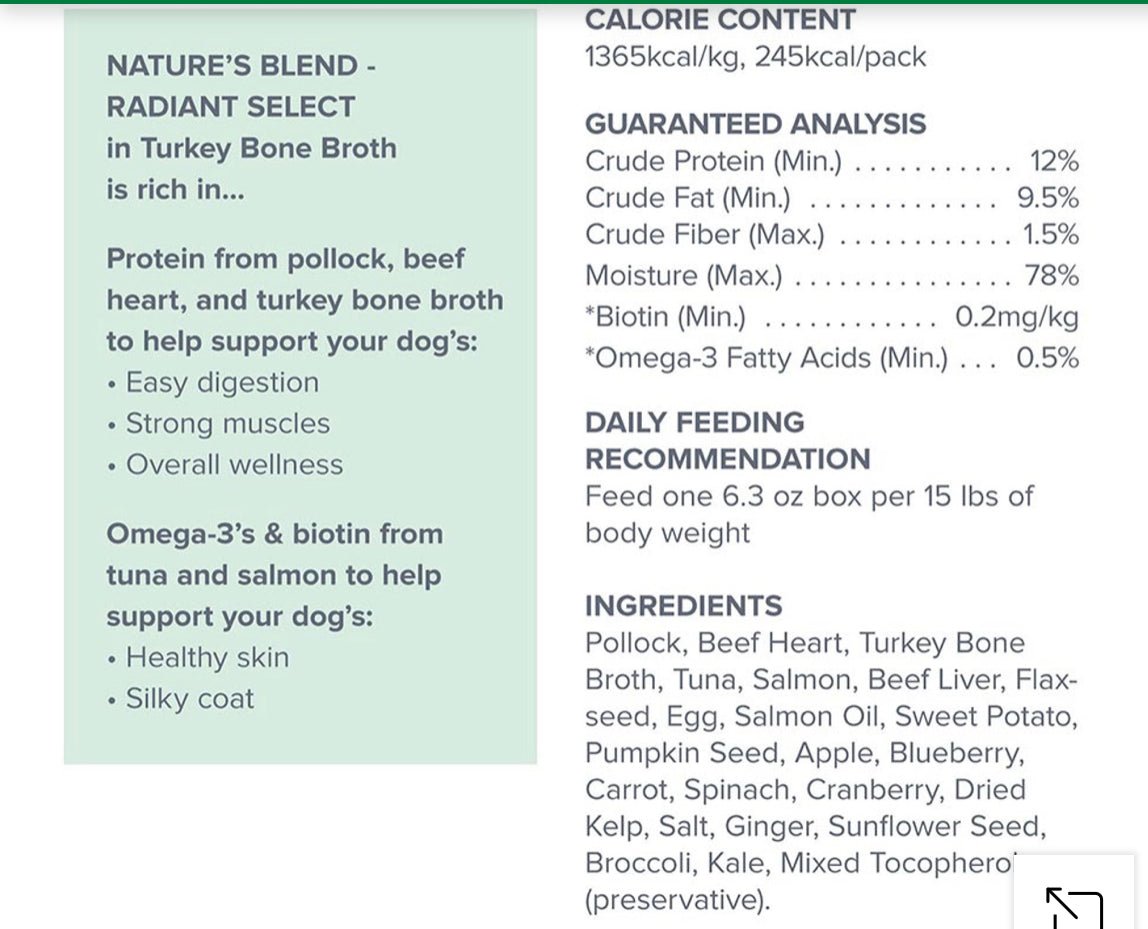 Dr. Marty Nature's Blend Radiant Select Adult Dog Food (6.3 oz) - [Turkey Bone Broth]