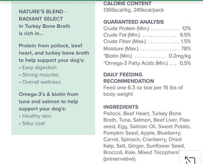 Dr. Marty Nature's Blend Radiant Select Adult Dog Food (6.3 oz) - [Turkey Bone Broth]