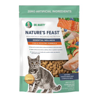 Dr. Marty Nature's Feast Essential Wellness Fish & Poultry Freeze - Dried Raw Cat Food - 12 oz