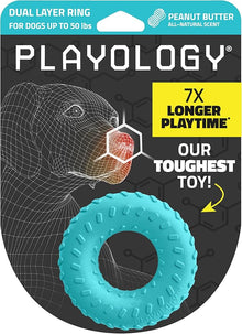 Dual layer ring playology medium peanut butter scent dog toy