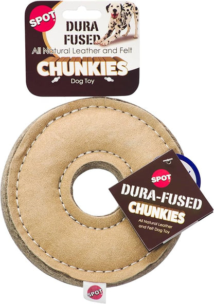 Durafused natural leather chunkies dog toy