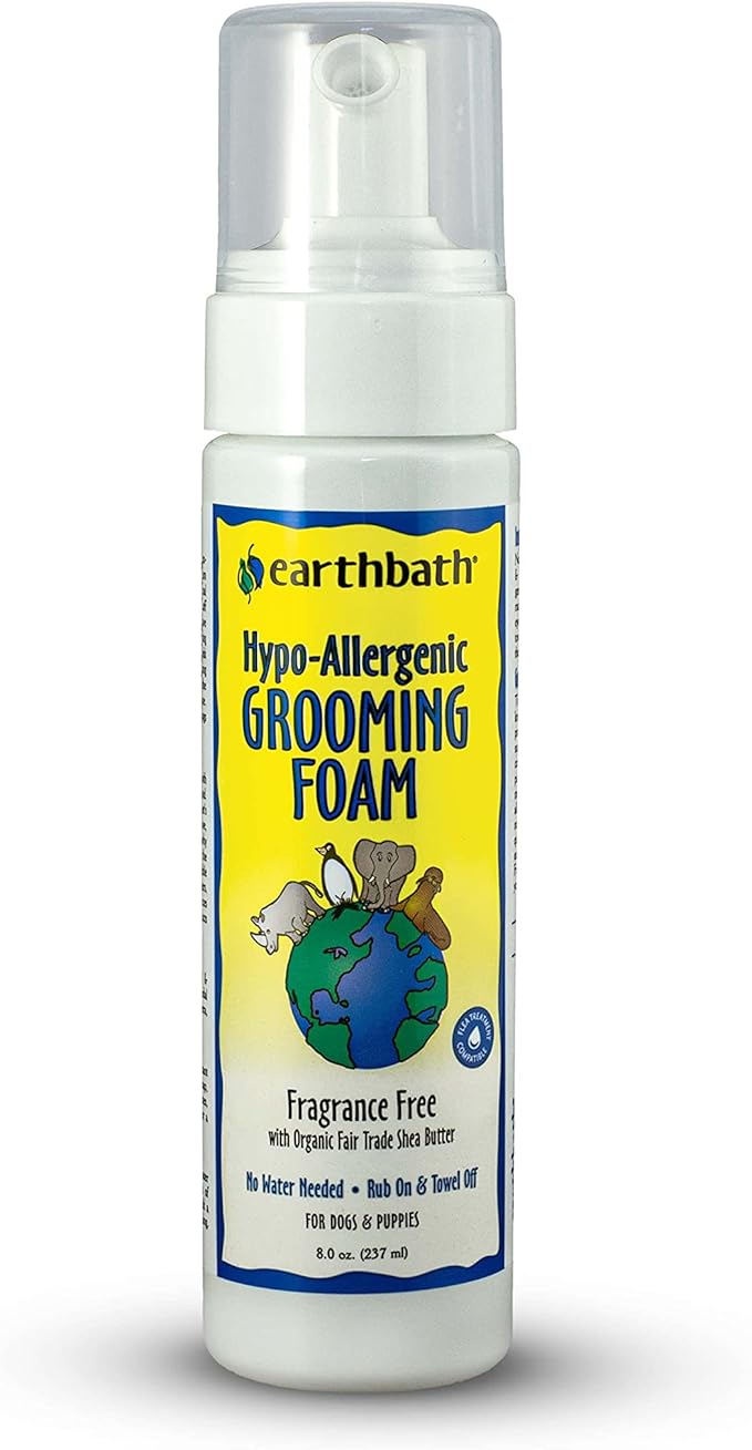 earthbath Hypo - Allergenic Grooming Foam For Pets - Fragrance Free - 8 fl oz