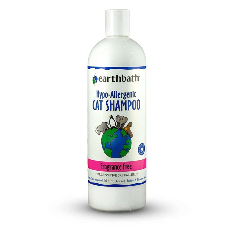 earthbath Hypoallergenic Cat Shampoo - Fragrance Free Cat Shampoo for Allergies and Itching - Cruelty Free Cat Wash - Gentle & Soothing Kitty Shampoo - 16 Oz - cat shampoo - 602644021221