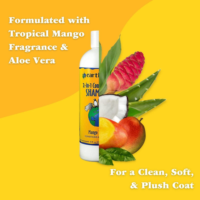 earthbath Mango Tango 2 - in - 1 Conditioning Shampoo - Cruelty Free Dog Shampoo and Conditioner - Gentle Dog Conditioner - 16 Oz - dog shampoo - 602644020910