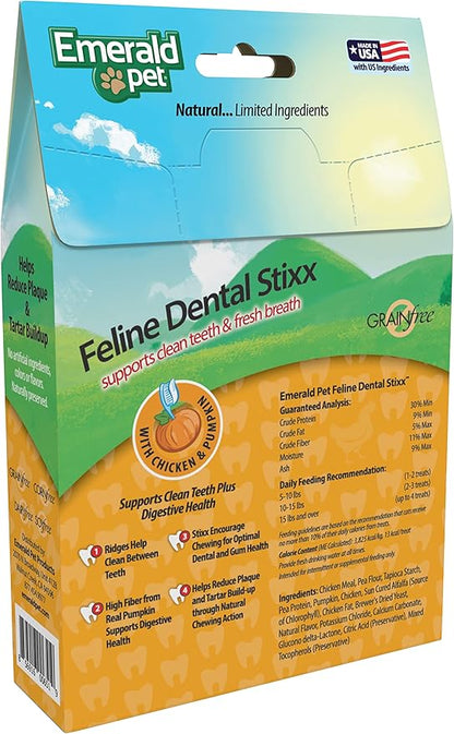 Emerald pet feline dental stixx chicken & pumpkin 3.6oz
