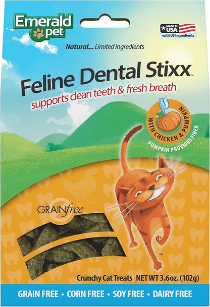 Emerald pet feline dental stixx chicken & pumpkin 3.6oz