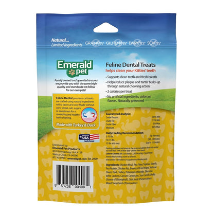 Emerald Pet Feline Tasty and Crunchy Cat Dental Treats Grain Free - Turducky Treats - 3 oz - 853258004081