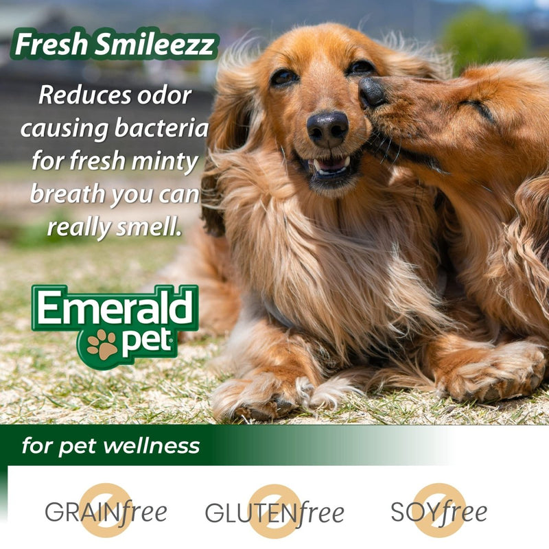 Emerald Pet Fresh Smileezz Grain Free Dog Dental Treats - Minty Fresh Breath and Clean Teeth for Medium Dogs - Medium - 12.5Oz - 856916006090