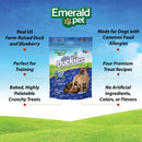 Emerald Pet Little Duckies Crunchy Natural Roasted Duck Dog Treats, Made in USA - 853258004241