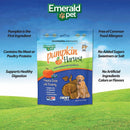 Emerald Pet Pumpkin Harvest Pumpkin Dog Treats — Low - Fat Chewy Natural Dog Treats with Pumpkin for Digestive Health — Meat Free, Poultry Free, Wheat Free Dog Treats — Blueberry, 6 oz - 856916006458