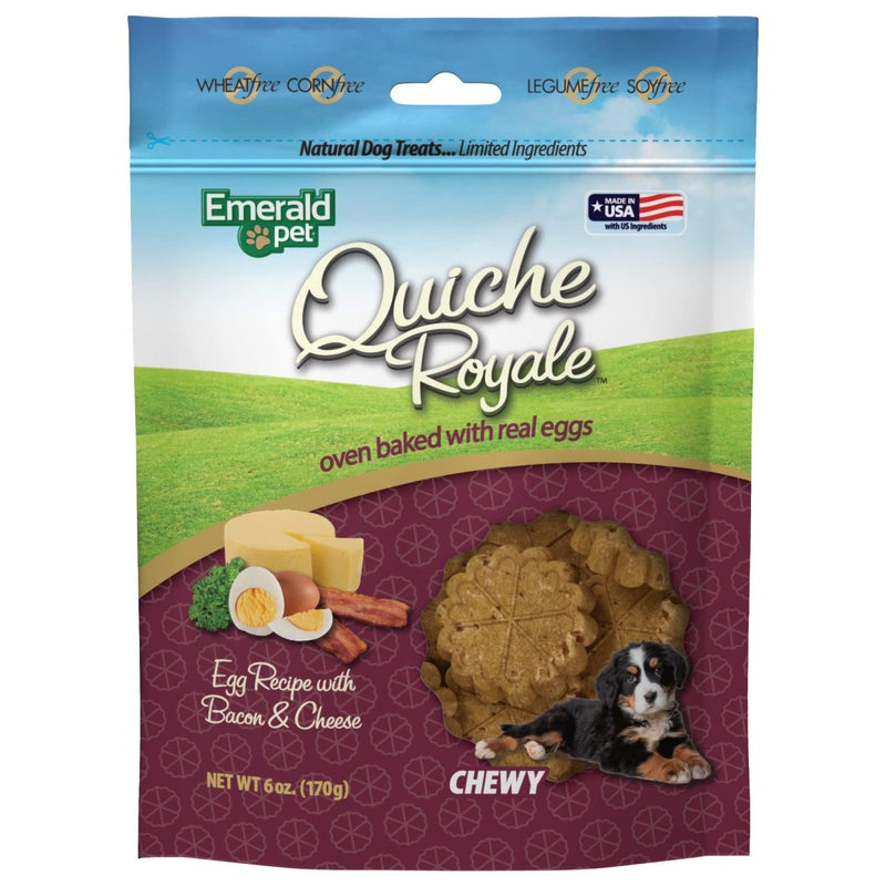 Emerald Pet Quiche Royale Premium Training Dog Treats — Healthy and Tasty Natural Dog Chews Made with Real Eggs — Limited Ingredient Dog Treats Made in The USA — Bacon & Cheese Treats, 6 oz - 850039167041