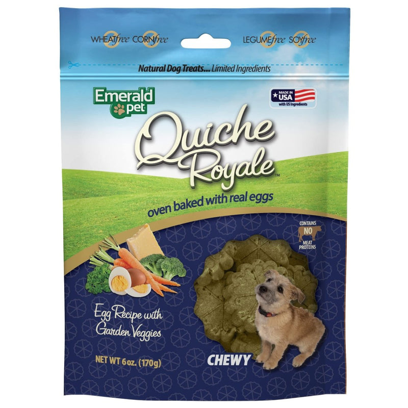 Emerald Pet Quiche Royale Premium Training Dog Treats — Healthy and Tasty Natural Dog Chews Made with Real Eggs — Limited Ingredient Dog Treats Made in The USA — Garden Veggie Treats, 6 oz - 850039167027