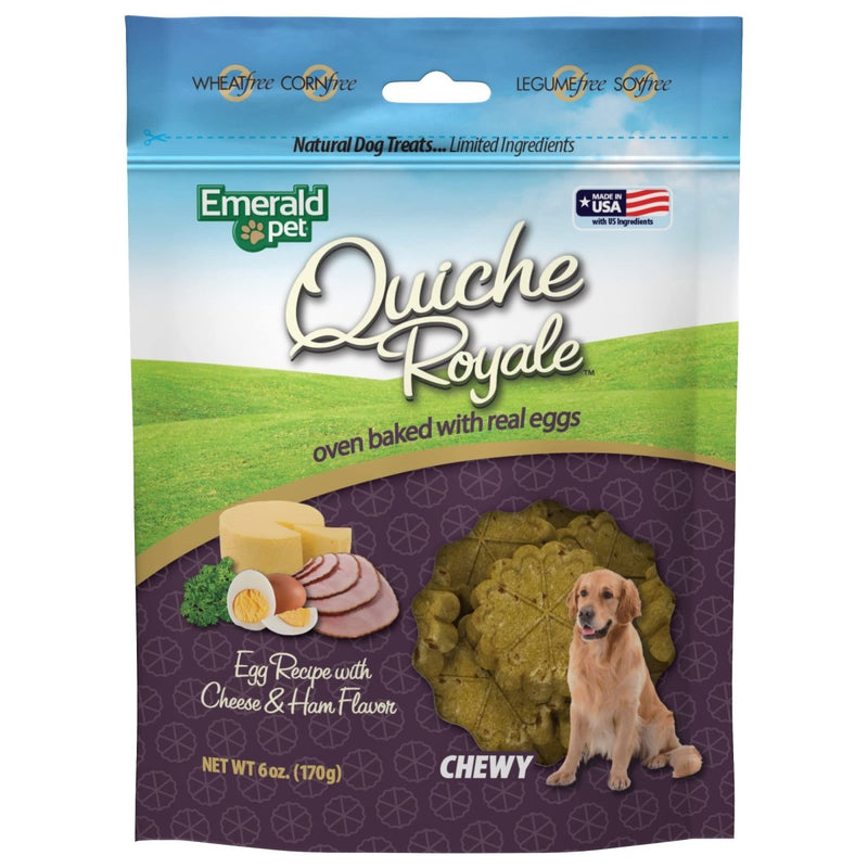 Emerald Pet Quiche Royale Premium Training Dog Treats — Healthy and Tasty Natural Dog Chews Made with Real Eggs — Limited Ingredient Dog Treats Made in The USA — Ham & Cheese Treats, 6 oz - 850039167058