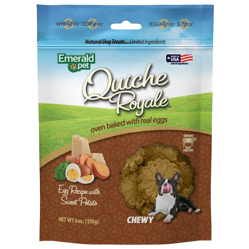 Emerald Pet Quiche Royale Premium Training Dog Treats — Healthy and Tasty Natural Dog Chews Made with Real Eggs — Limited Ingredient Dog Treats Made in The USA — Sweet Potato Treats, 6 oz - 850039167034