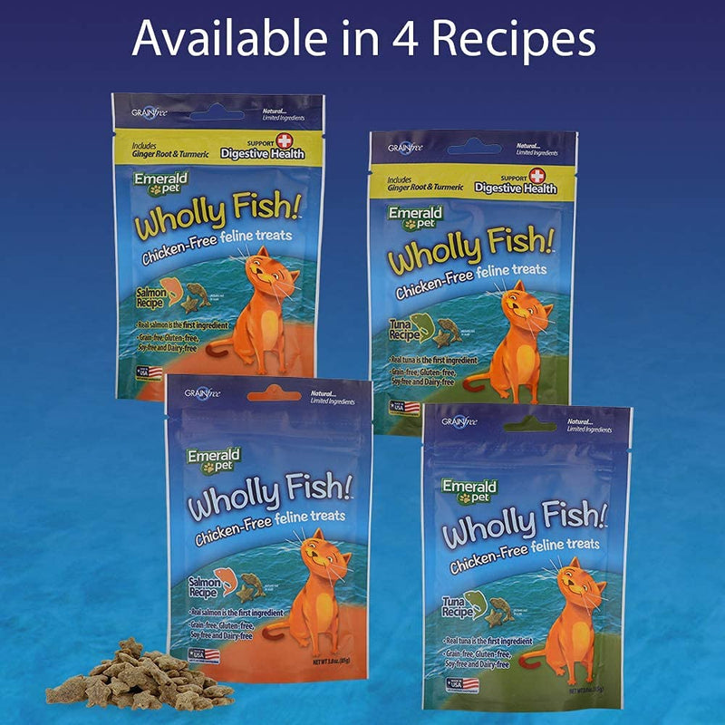 Emerald Pet Wholly Fish Chicken - Free Salmon Recipe Cat Treats - 3 Ounces - Fish treat - 856916006403