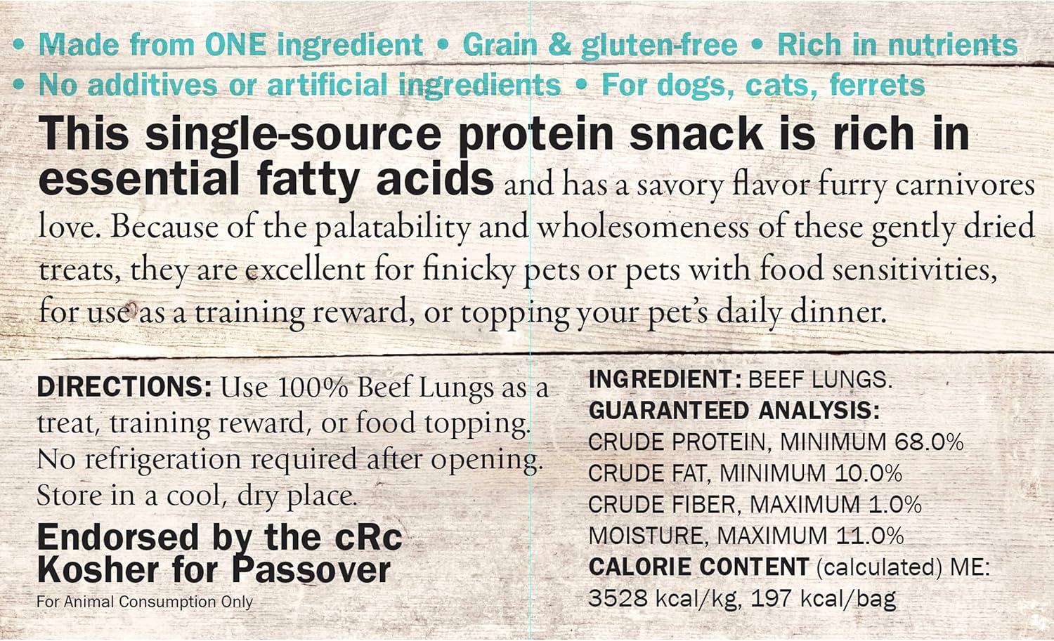 Evangers beef lungs 2oz dog treat