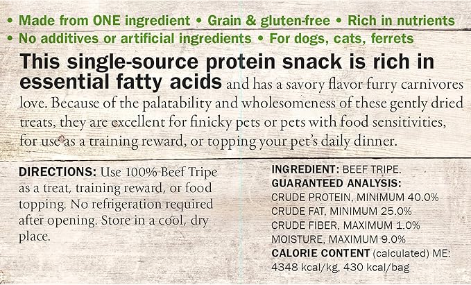 Evangers beef tripe 3.5oz dried dog treats