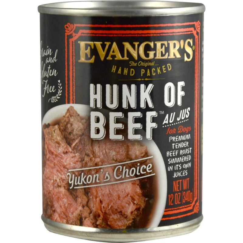 Evangers Evanger's Hunk of Beef Dog Food 12 oz Cans - 077627201097