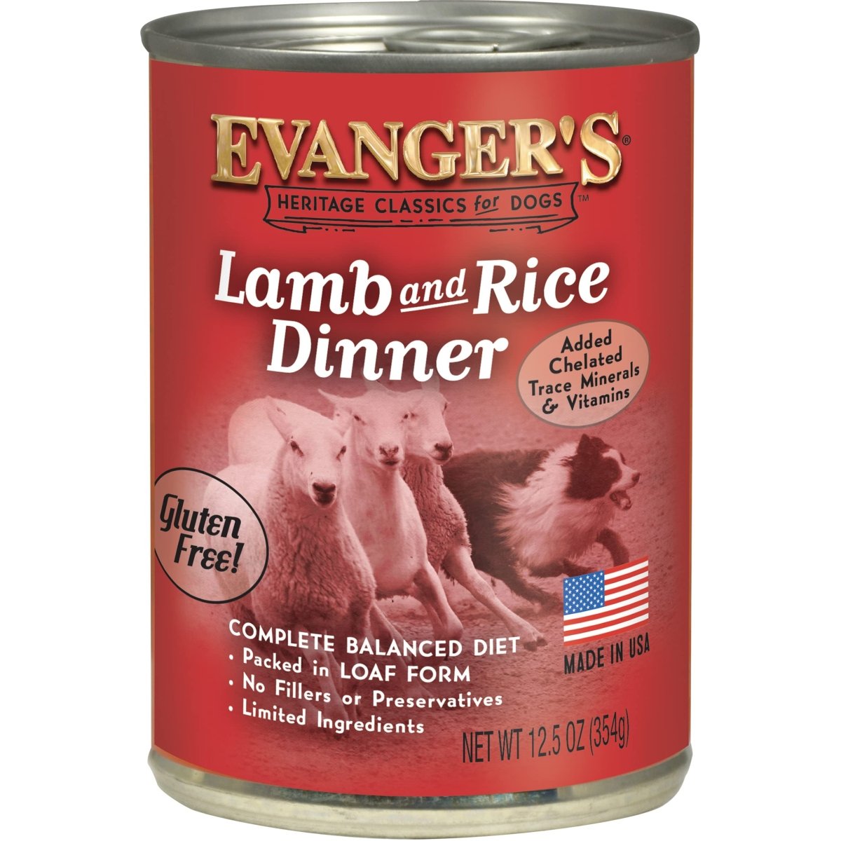 Evanger's Heritage Classics Lamb and Rice Dinner for Dogs 12oz can - 077627101342