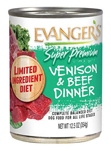 Evanger's Super Premium Limited Ingredient Venison & Beef Dinner for Dogs, 12.5 oz - 077627201042
