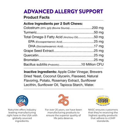 Evolutions by NaturVet Advanced Allergy Support Soft Chews for Dogs - Omega - 3 - 90ct - vitamin chew - 797801603461