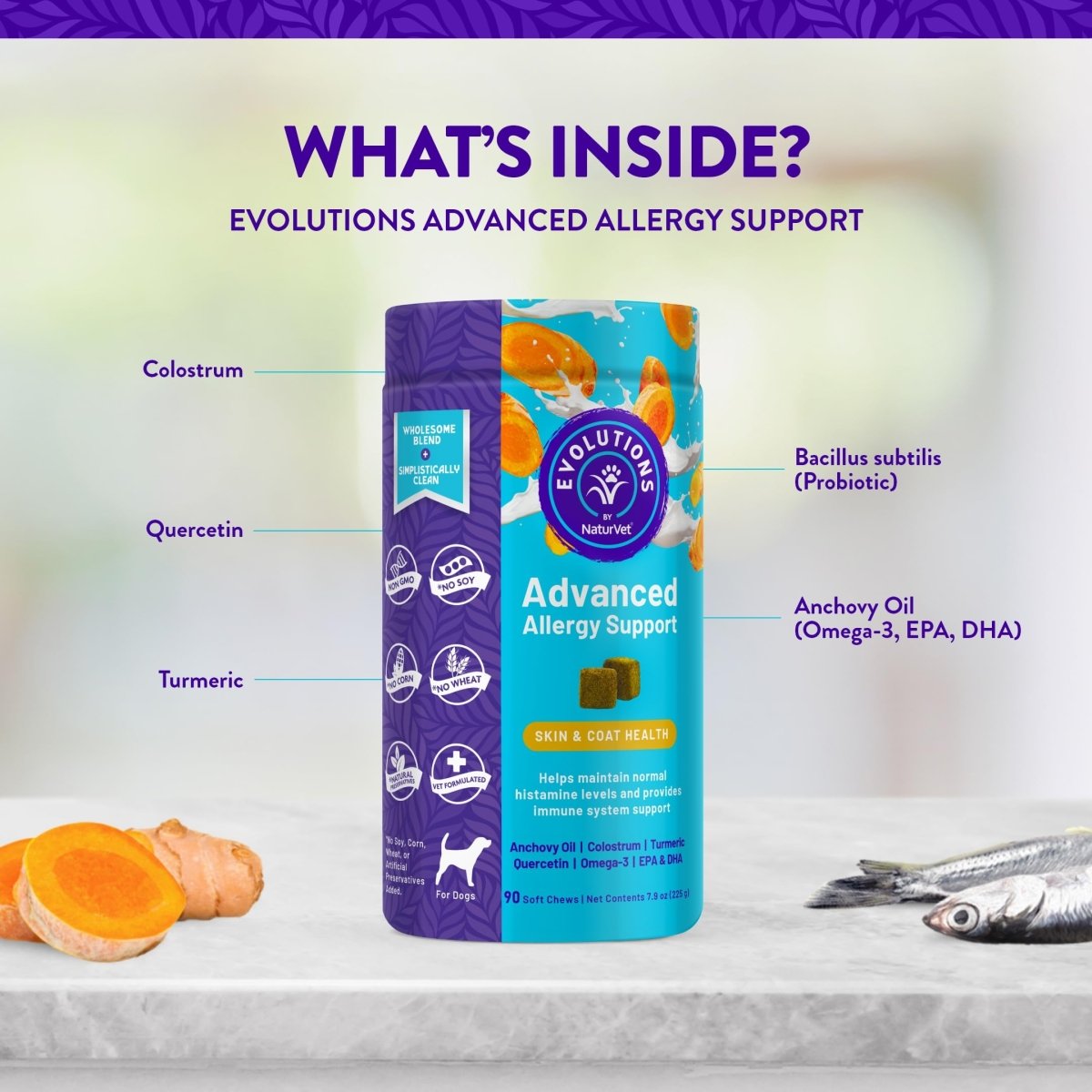 Evolutions by NaturVet Advanced Allergy Support Soft Chews for Dogs - Omega - 3 - 90ct - vitamin chew - 797801603461