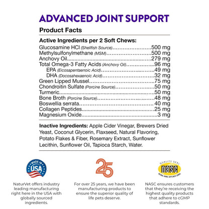 Evolutions by NaturVet Advanced Joint Support 90ct Soft Chews for Dogs - Helps Support Synovial Fluid - Cartilage - Connective Tissues - dog supplies - 797801603447