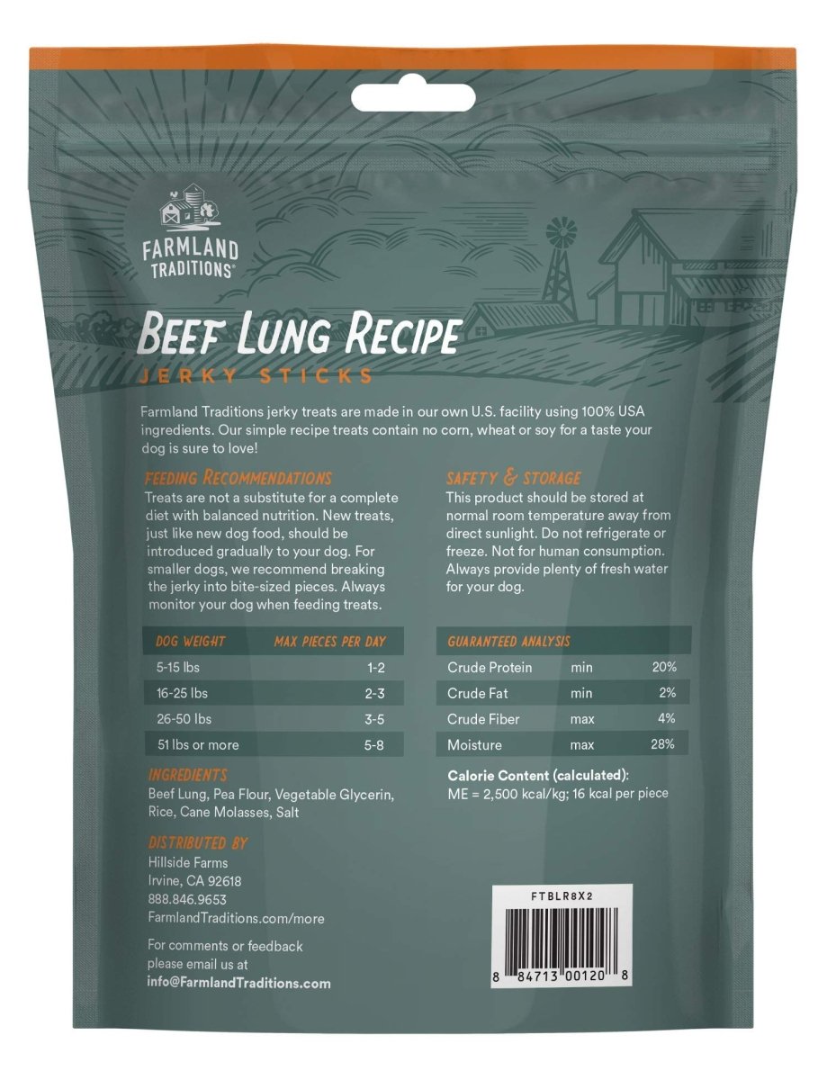 Farmland Traditions Beef Lung Recipe Jerky Sticks for Dogs 8.2 oz - 884713001208