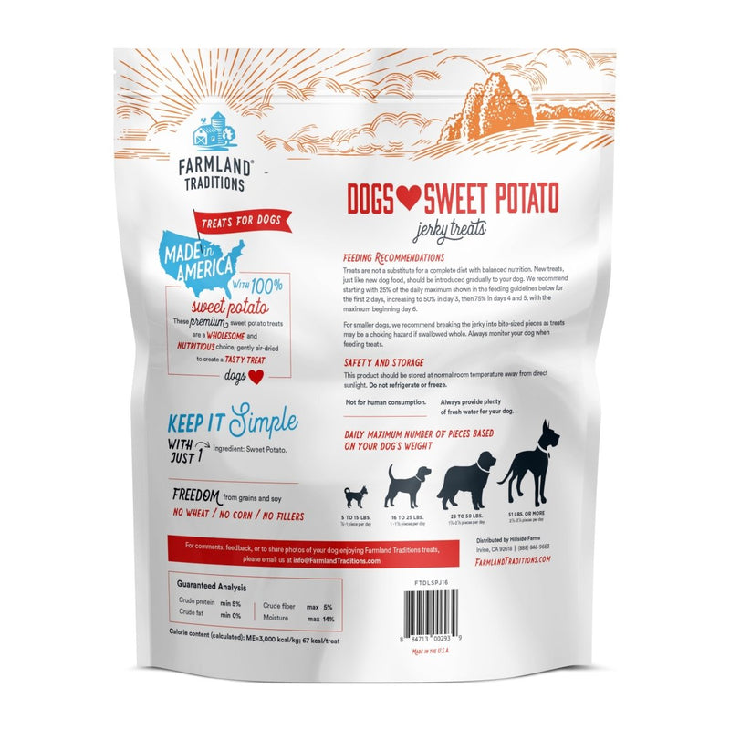 Farmland Traditions Dogs Love 100% Large Sliced Sweet Potato Jerky Treats for Dogs 2 lbs. - 884713002939