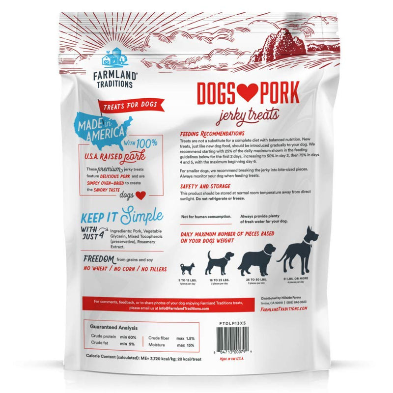 Farmland Traditions New Filler Free Dogs Love Pork Premium Jerky Treats for Dogs (40 oz.) - 884713000751