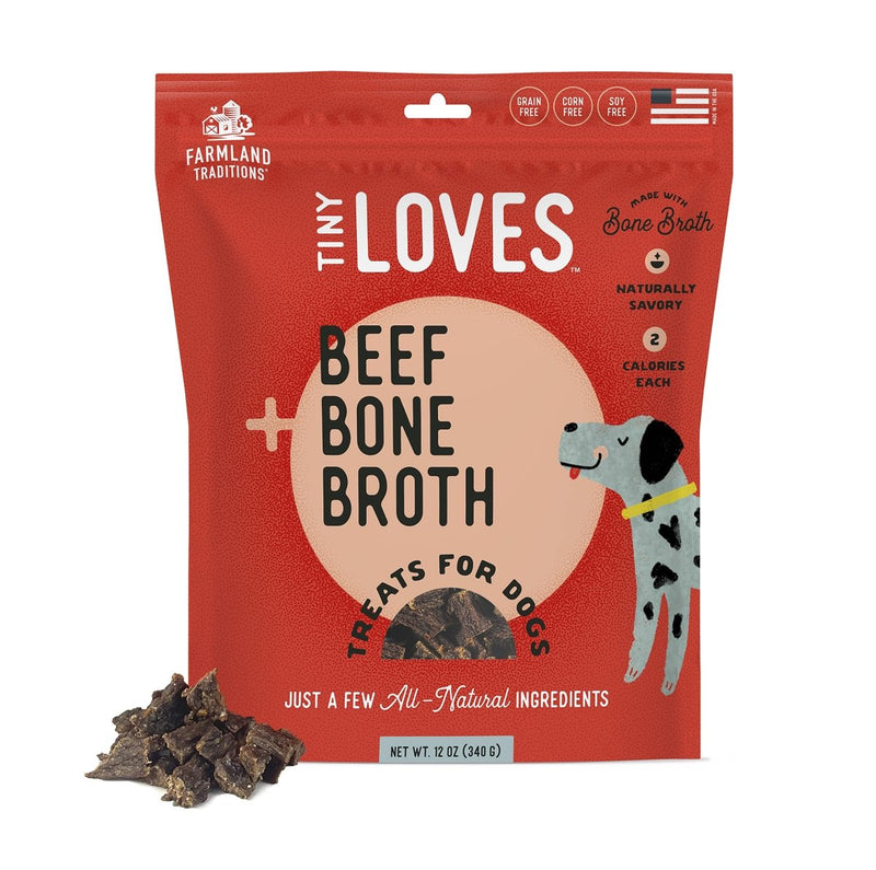 Farmland Traditions Tiny Loves Jerky Trainer Treats for Dogs w/Bone Broth (Beef, 5 oz.) - 884713001338