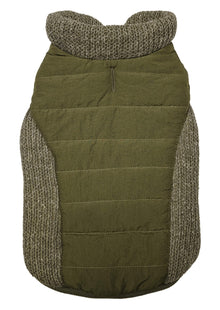 Fashion pet coat reversible dog puffy sweater jacket pet apparel size extra large olive green