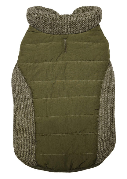Fashion pet coat reversible dog puffy sweater jacket pet apparel size extra large olive green