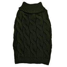 Fashion pet sweater dog knit twisted cable sweater forest green size medium dog