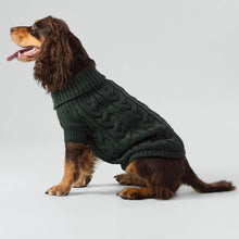 Fashion pet sweater dog knit twisted cable sweater forest green size medium dog