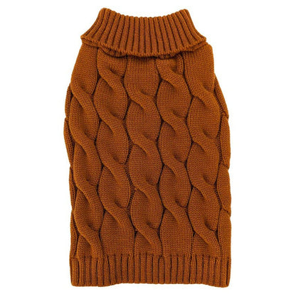Fashion pet sweater size medium caramel twisted cable knit dog sweater