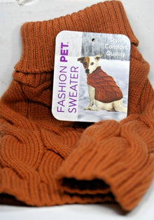 Fashion pet sweater size medium caramel twisted cable knit dog sweater
