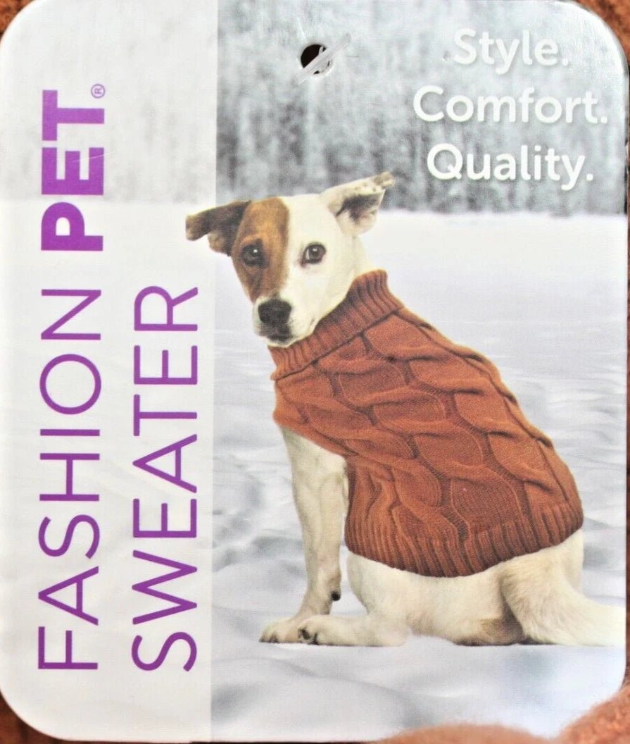 Fashion pet sweater size medium caramel twisted cable knit dog sweater
