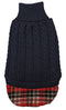 Fashion Pet UN - Tucked Cable Knit Dog Sweater - Navy - Extra Large Dog Sweater - 660204026468