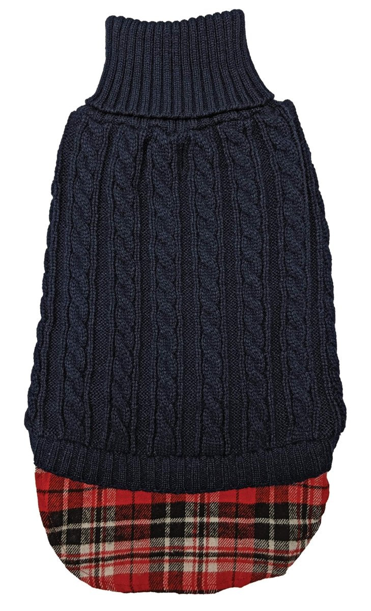 Fashion Pet UN - Tucked Cable Knit Dog Sweater - Navy - Extra Small Dog Sweater - 660204026420