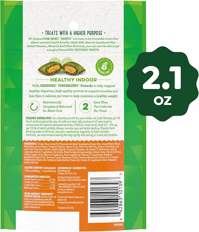 Feline greenies chicken flavor smart bites