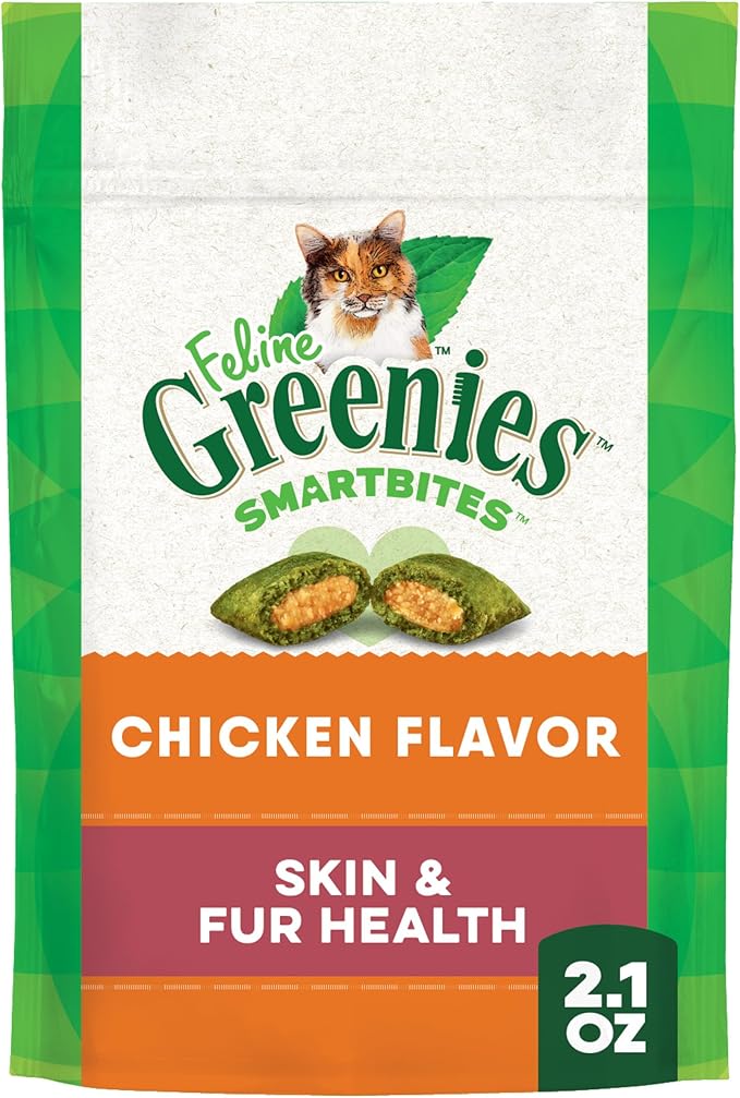 Feline greenies smartbites chicken flavor skin and fur health