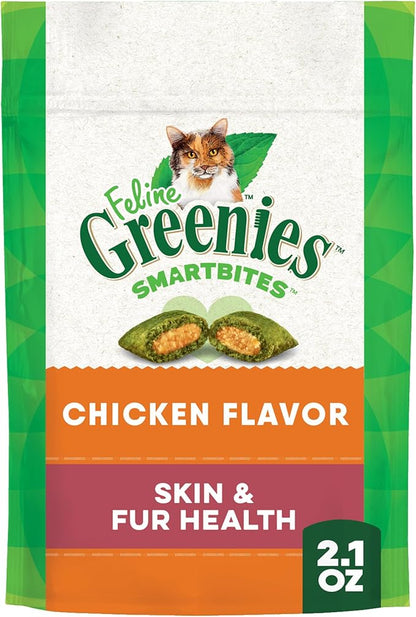 Feline greenies smartbites chicken flavor skin and fur health